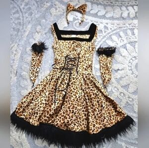 Halloween Sexy Cat costume dress with accessories Womens Size M